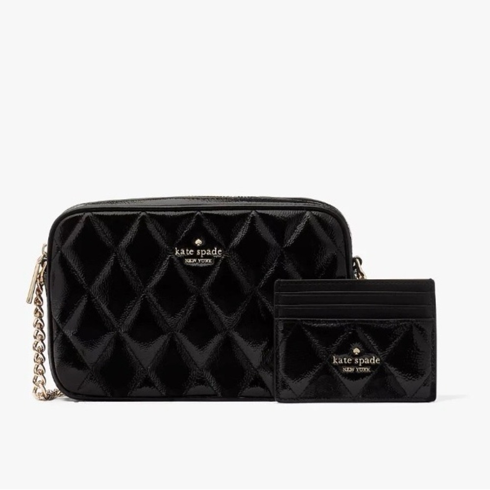 Kate Spade Glimmer Quilted Crossbody Bag and card case NWOB - Picture 2 of 7